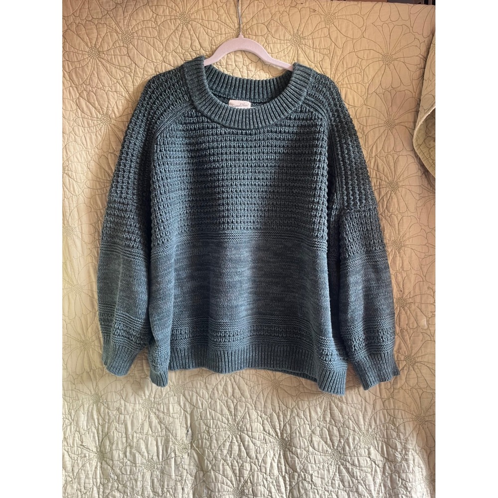 Cozy Teal Chunky Knit Sweater Plus Size